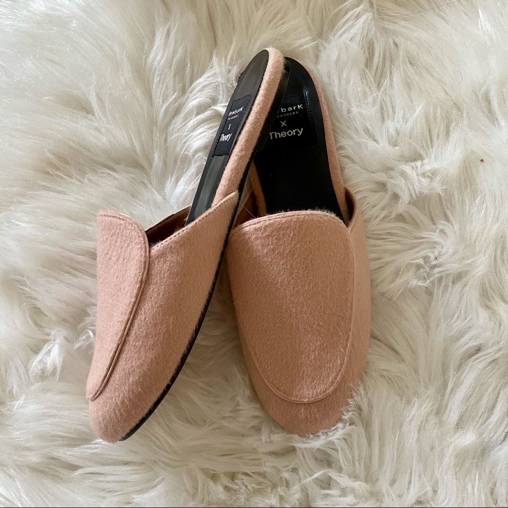 NIB Newbark x Theory Liza Pale Rose Round-Toe Mules - Picture 1 of 11